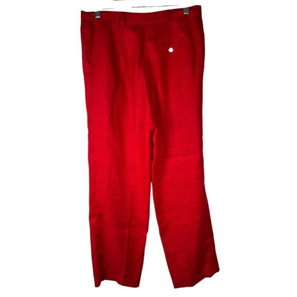Lauren Ralph Lauren red linen pants size 16 runs small fits 8 tailored trousers - Picture 2 of 8